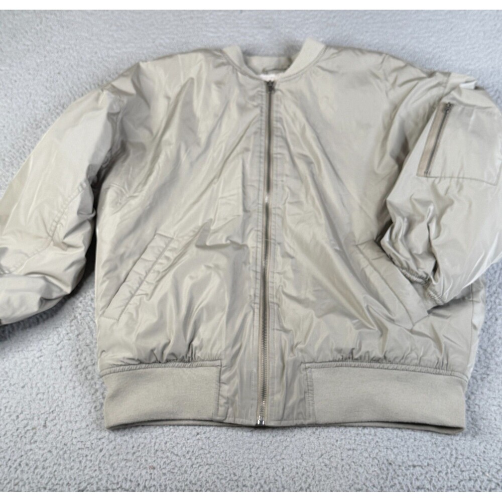 AEROPOSTALE Bomber Jacket Men S Khaki Zip Pocket Sherpa Lined Full Zip Warm Up